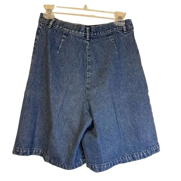 Ralph Lauren Women’s Vintage Denim Shorts 1990’s Y2K Pleated Sz. 10 - Picture 2 of 6